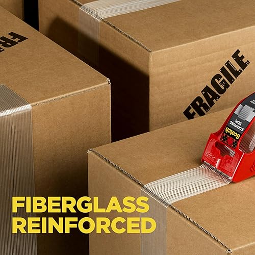 Miniatura 5 de Scotch Cinta de fleje de envío de fuerza reforzada 50-3M con dispensador, transparente, 1.88" x 360 pulgadas, 1 dispensadorpaquete (paquete de 2)