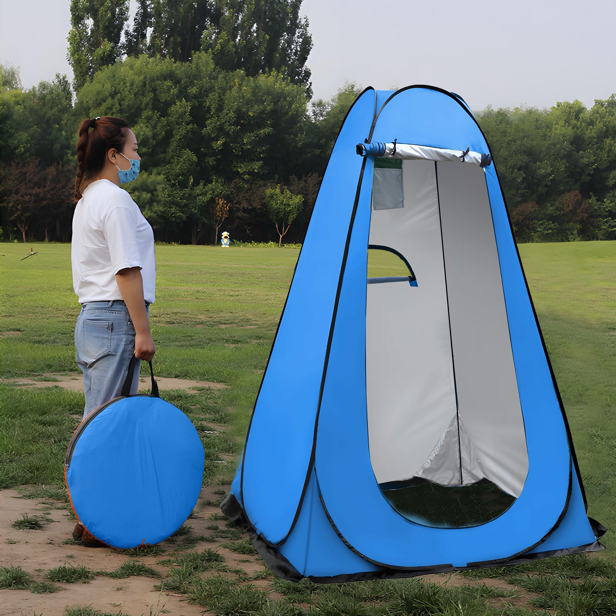 OUUTMEE Pop Up kempingowy namiot prysznicowy, przenośny garderoba plażowa przebieralnia UV/deszcz na zewnątrz, ochrona prywatności, ochrona przed wzrokiem, namiot kabiny prysznicowej UV, do wędrówek