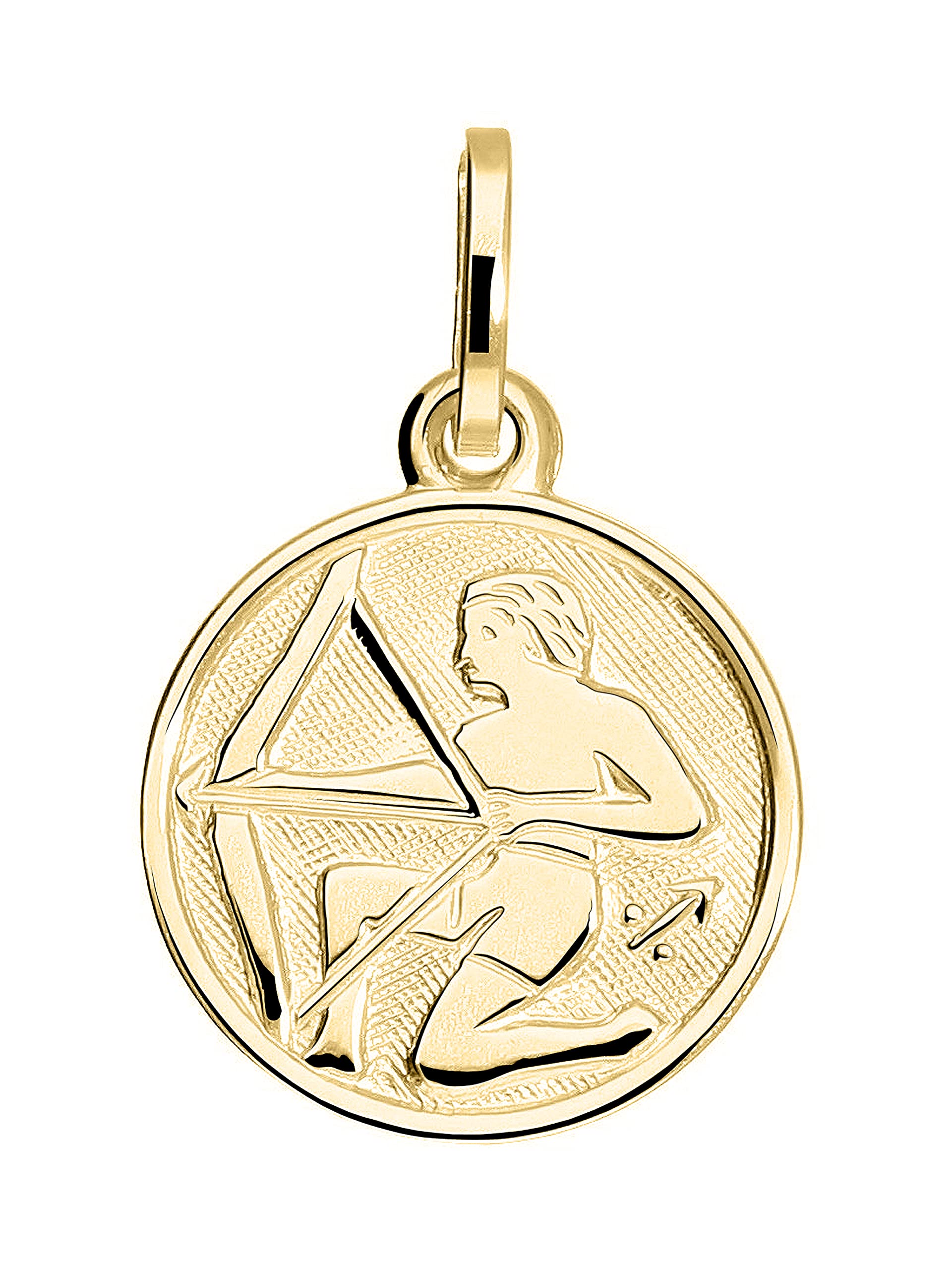 My Gold Pendentif zodiaque Sagittaire (sans chaîne) or jaune or véritable 333 (8 carats) Ø 12mm signe du zodiaque rond Rond du zodiaque A-06017-G303-Sch