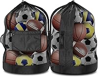 BROTOU 40x30 Extra Large Mesh Sports Ball Bag for Coaches - Holds 12 Soccer Balls, Basketball, Volleyball Gear with Durable Strap & Pocket