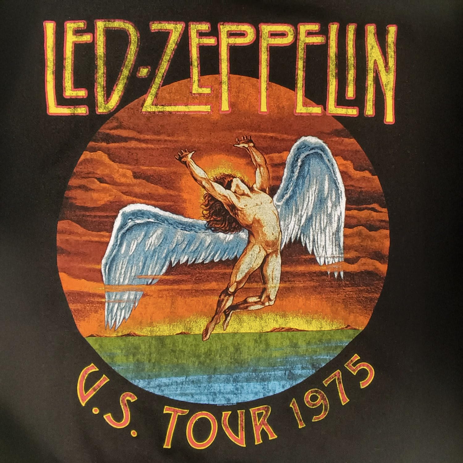 Led Zeppelin Felpa Ufficiale U.S. Tour 1975. Felpa con Cappuccio Unisex in Cotone. vestibilità Regular per Adulto e Ragazzo