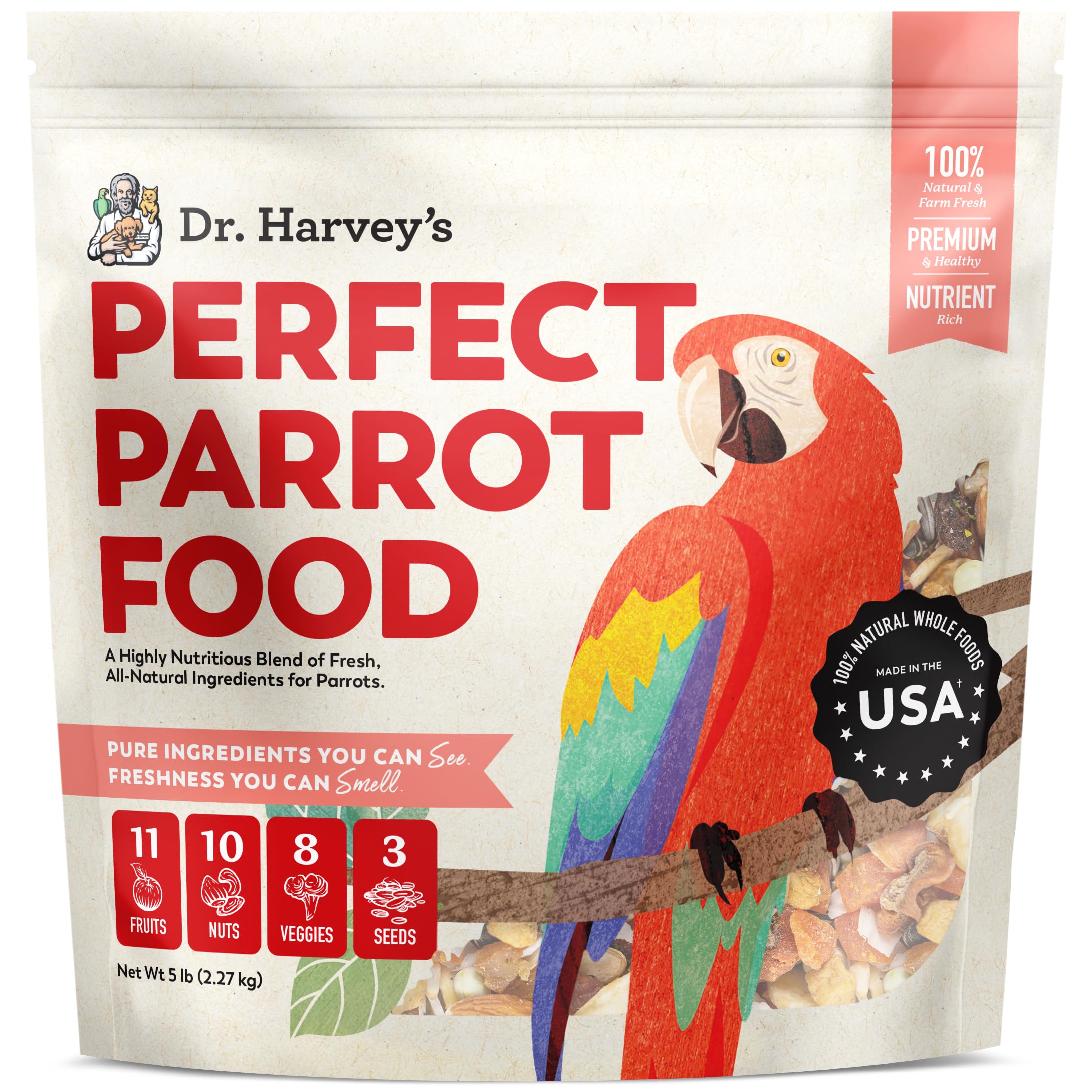 Perfect Parrot Blend - Natural Food for Large Parrots (5 pounds)