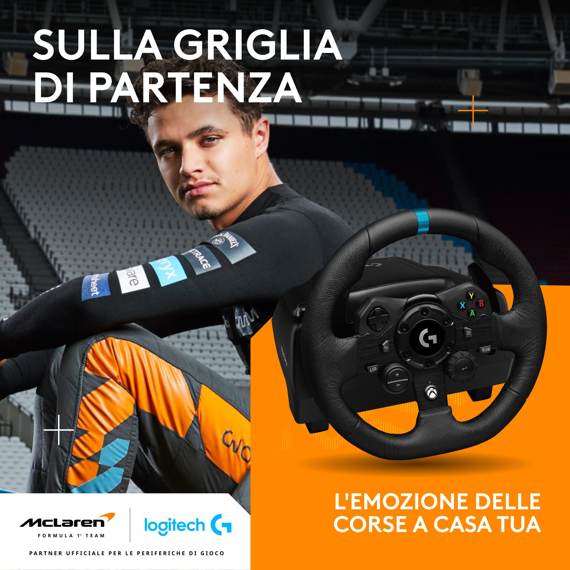 Logitech G G923 volante da corsa e pedali per Xbox Series X|S, Xbox One e PC, con ritorno di forza TRUEFORCE fino a 1000 Hz, pedali reattivi, controllo con doppia frizione e rivestimento del volante