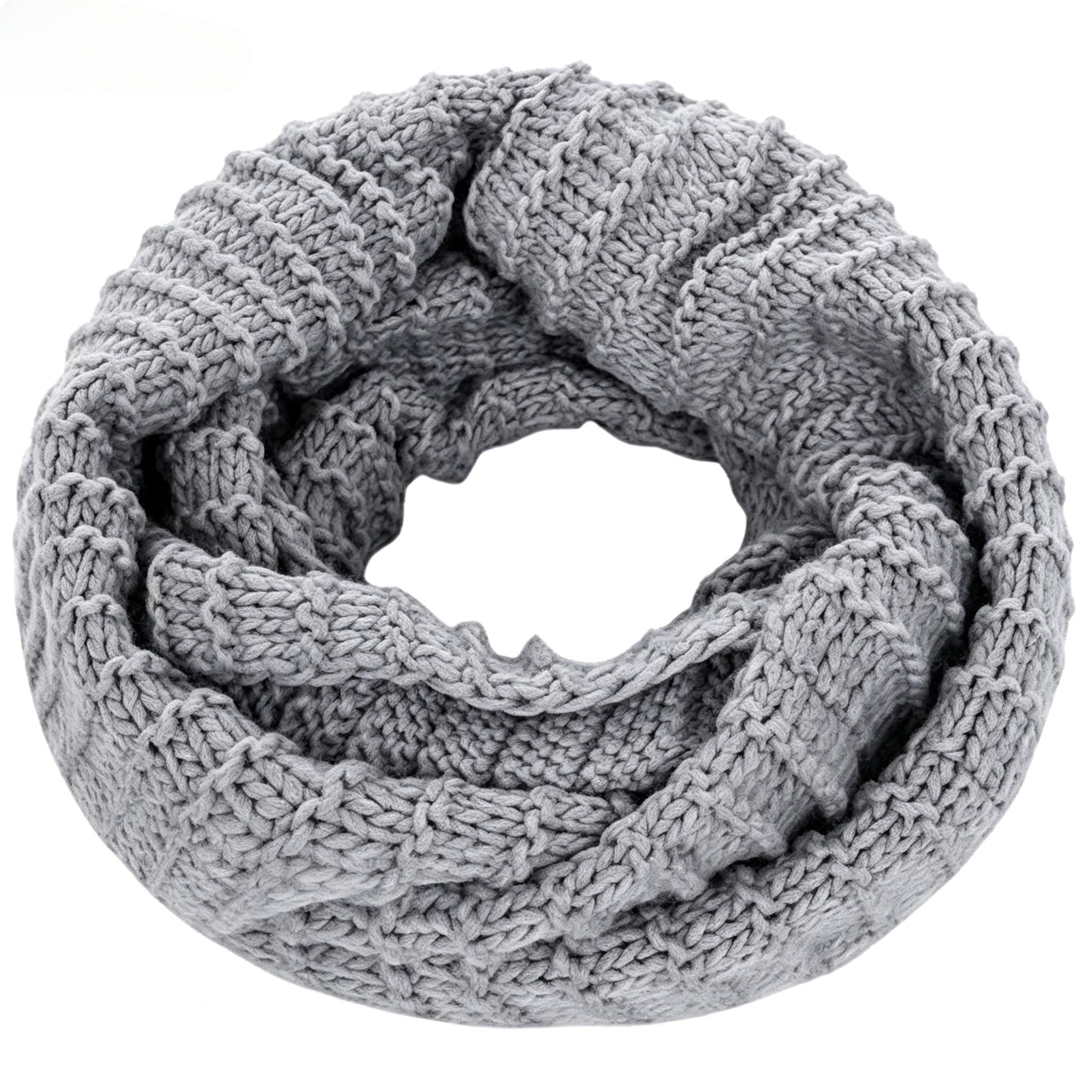 Lsyzhx Women's Gray Infinity Scarf For Snood Winter Knit Winter Pullover Scarf Neck Warmer (Gray)