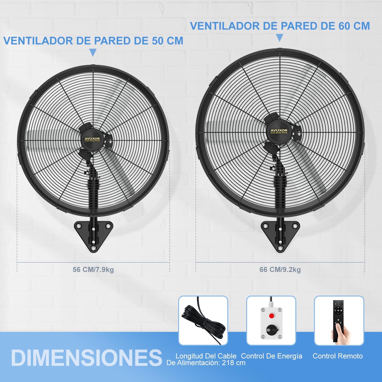 Ventilador de Pared Exterior 60 cm con Mando a Distancia, Ventilador Industrial Oscilante de 4 Velocidades, Motor DC Sin Escobillas, Resistente al Agua, para Garaje, Almacén, Fábrica, Taller, Terraza