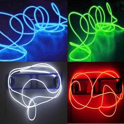 Paquete de 4 - TDLTEK Alambre electroluminiscente de Neon - brillante intermitente / Alambre El (azul, verde, rojo, blanco) + controladores de
