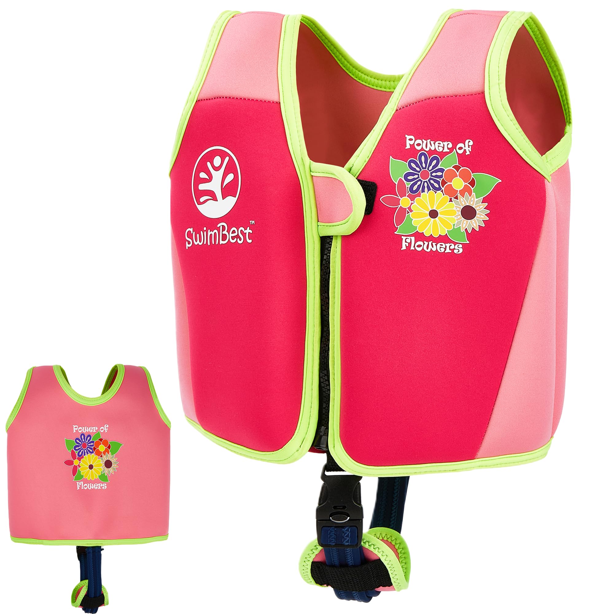 SwimBest Swim Vest - For Baby, Toddler & Kids. Adjustable Buoyancy Swim Jacket, ideal for pools/beaches/holidays & Learning to Swim (Power of Flowers III, L (3-6 Years/19-30kgs))