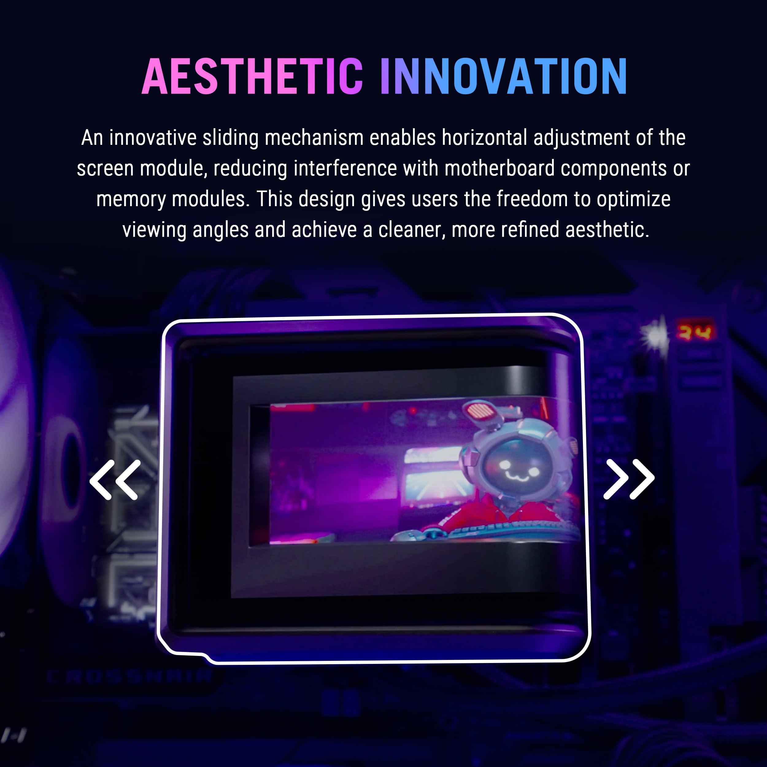 ASUS ROG RYUO IV 360 ARGB con display AMOLED curvo mobile da 6,74 pollici che supporta video con effetti 3D o statistiche di sistema personalizzabili, oltre alla pompa Asetek Emma Gen8 V2 e alle