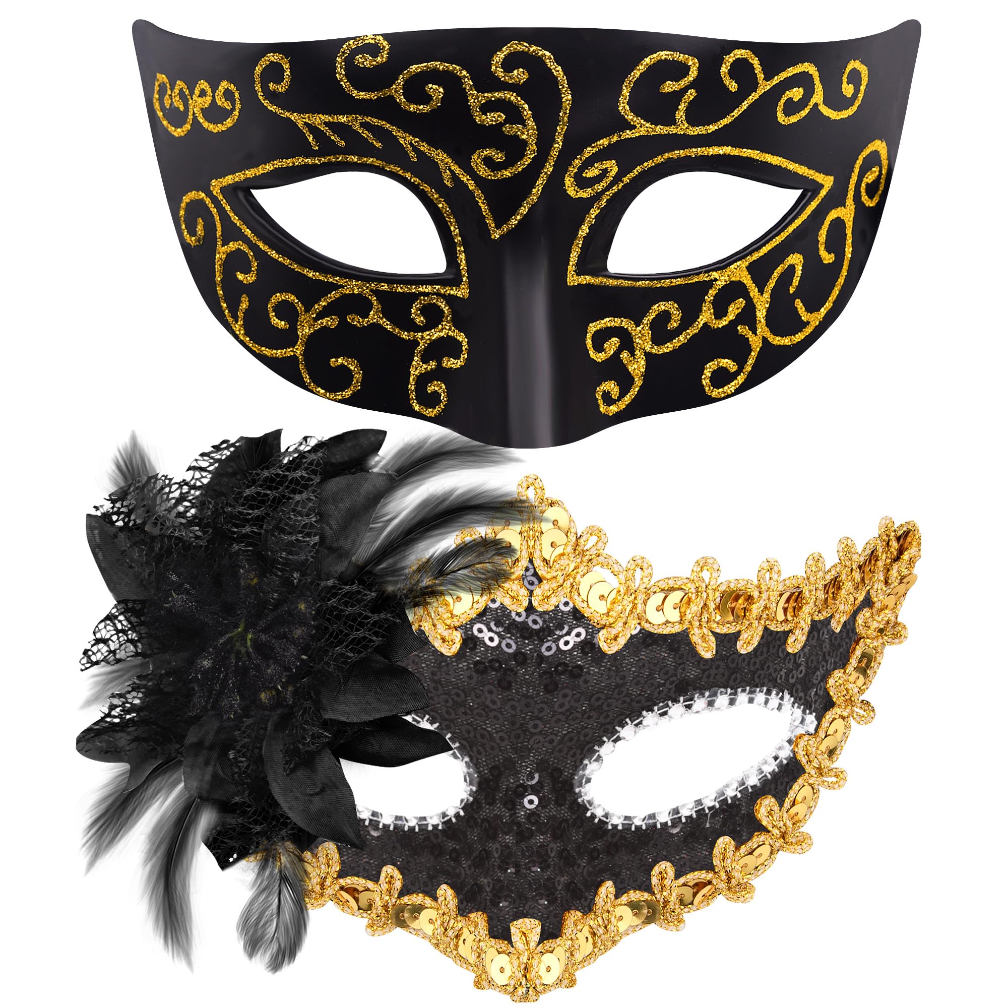 SIQUK Couple Masquerade Masks Set Venetian Party Mask Costume Mask