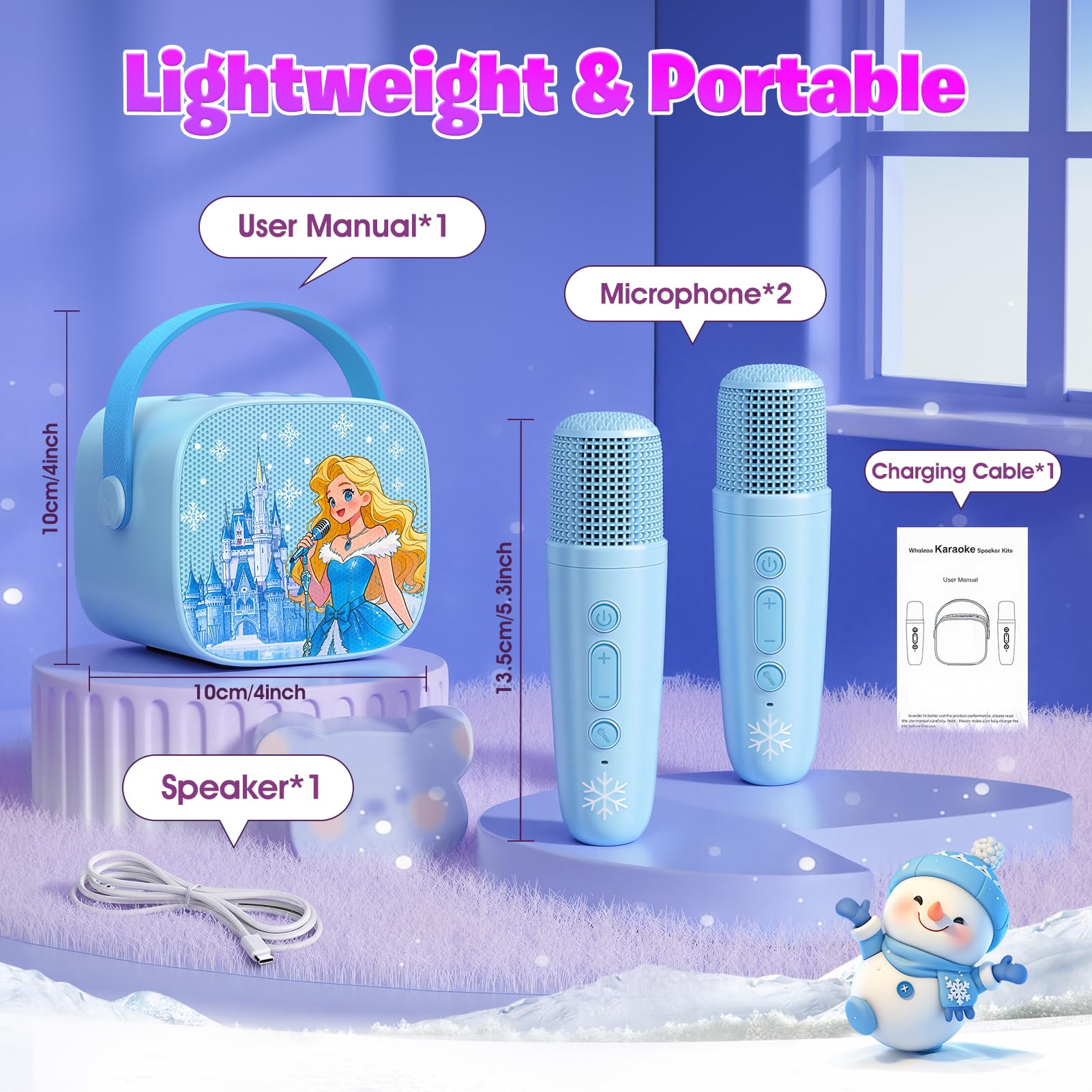 Braxel Karaoke Maschine mit 2 Bluetooth Mikrofon Kinder, Weihnachts Geschenke Spielzeug für Mädchen 3-12 Jahre Tragbarer Karaoke Mikrofon Set mit DSP & LED-Lichtern, Ideal für Familienfeiern & Partys