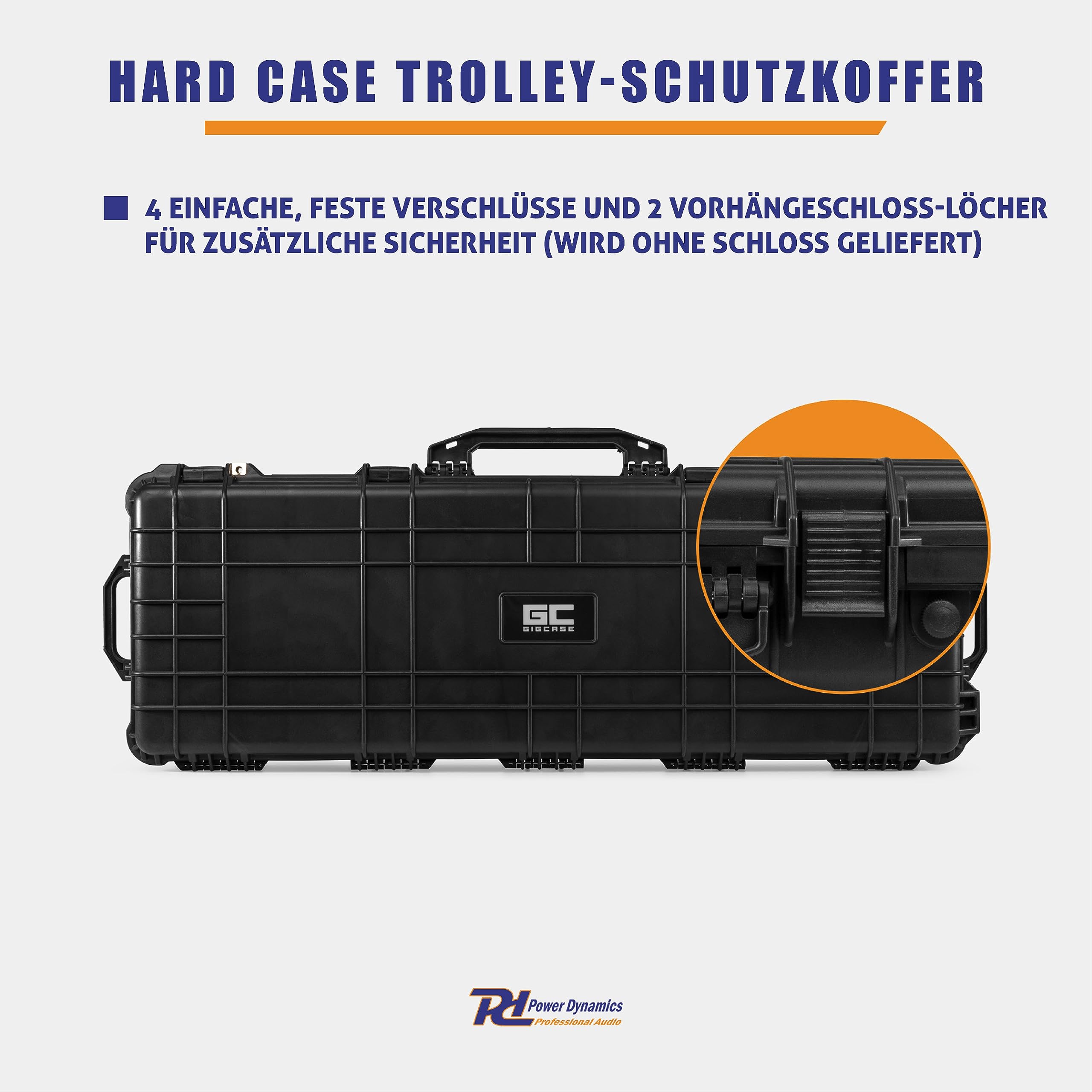 Power Dynamics GIGCase38T, Universal Outdoor Hartschalenkoffer groß, Trolley, Wasserdicht, DJ Koffer mit Schaumstoffeinlage, Waffenkoffer, Foto Koffer, Transportkoffer mit Schaumstoff und Rollen