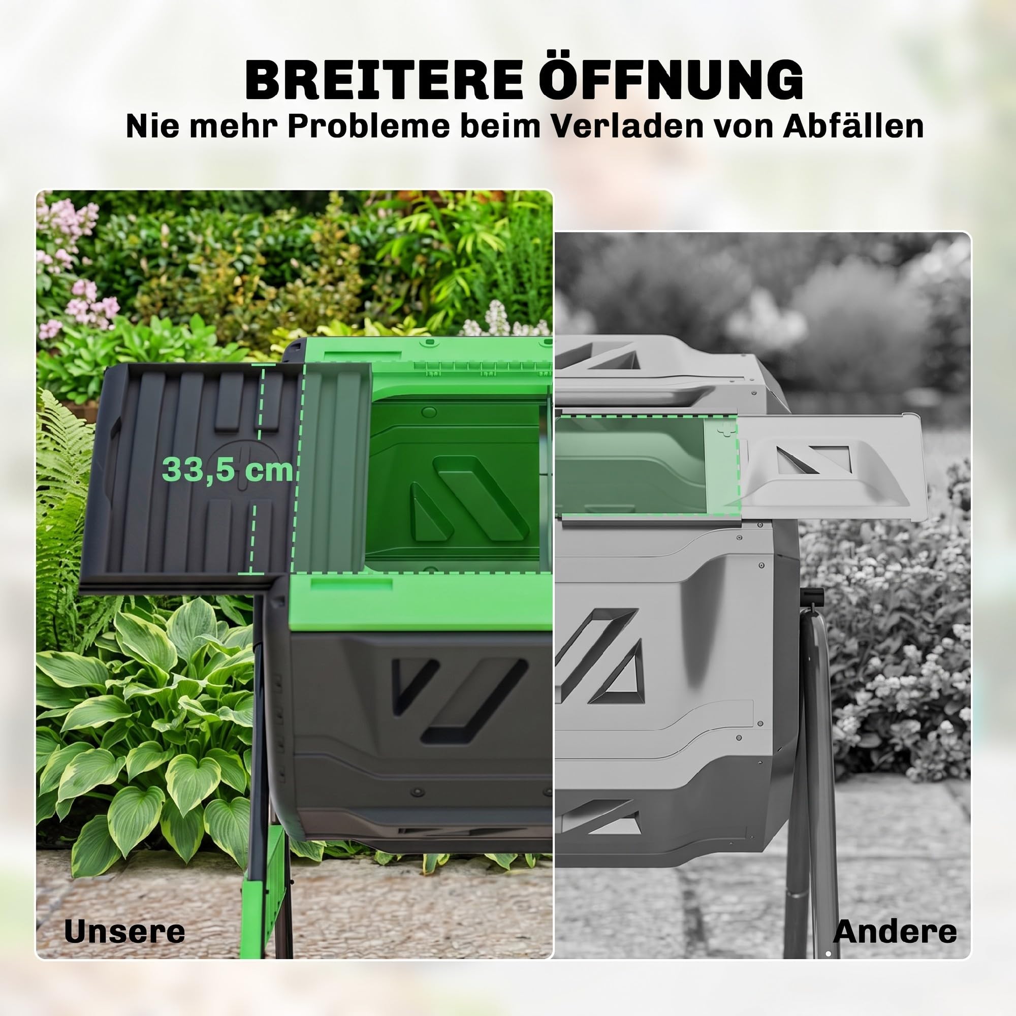 Outsunny Komposter 200 Liter 94x67x98cm Schnellkomposter mit Schiebetür