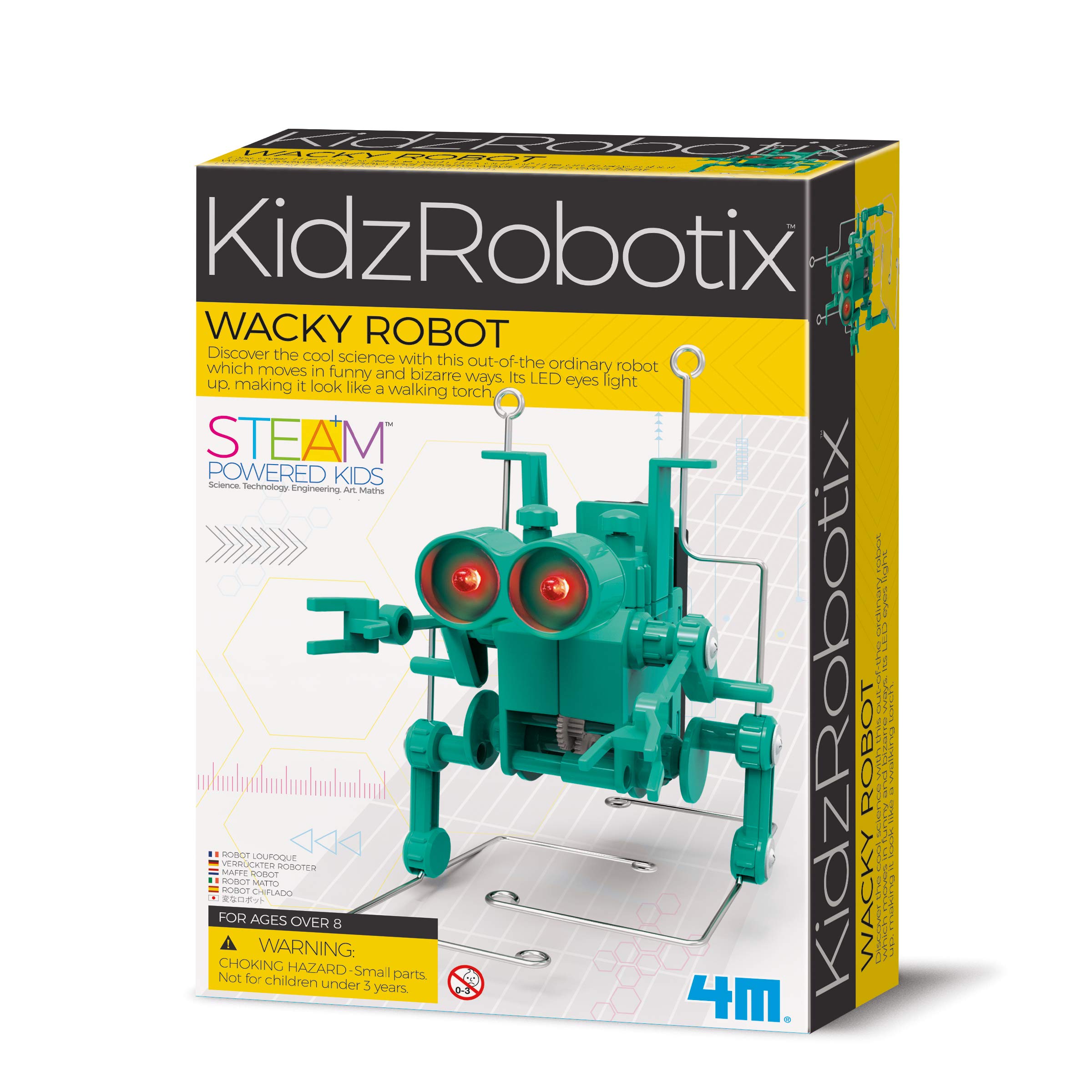 4MWacky Robot from KidzRobotics, Discover Cool Science with This Out-of-The-Ordinary Robot, Build This Walking Torch Like Robot withheld Eyes and Funny Bizarre Moves, Ages 8+