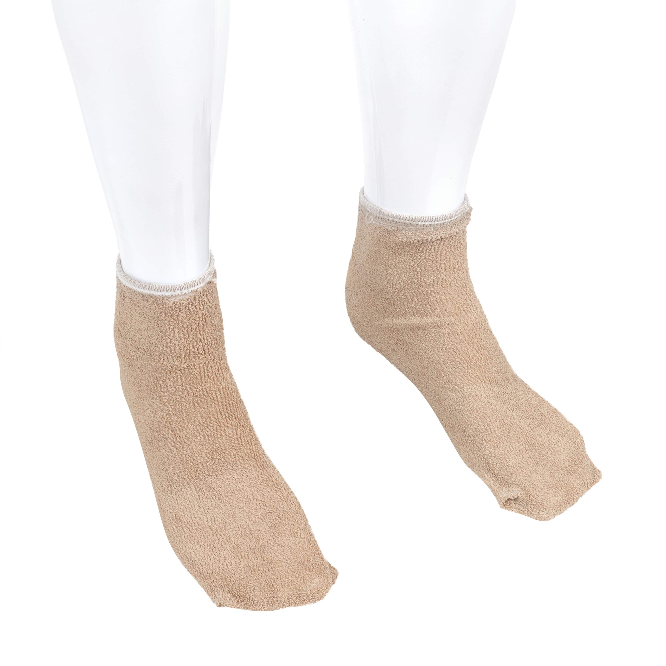 Cardinal Health™ Terry Out Single Tread Patient Safety Slippers, Tan, Large, Case of 48 Pairs