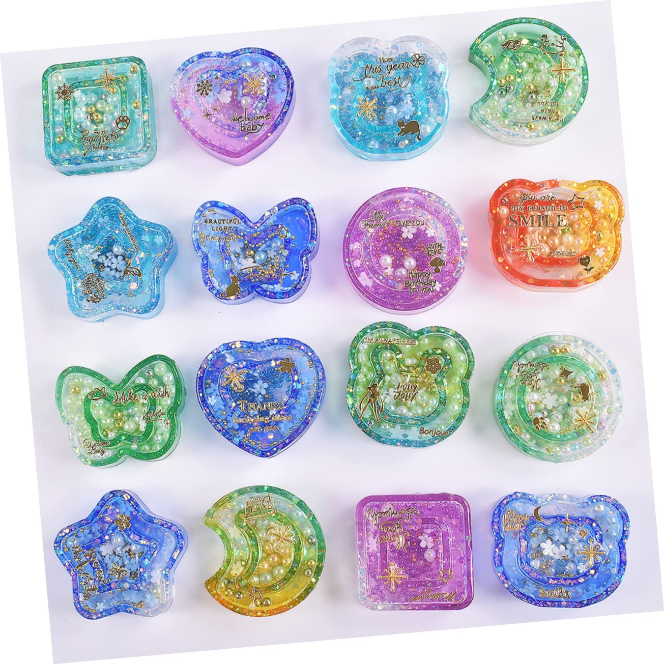 HOMSFOU 3 Set Stampo In Silicone Quicksand Per Portachiavi Anelli Stampo Per Colata Artigianale All'Ingrosso Portachiavi Fai Da Te Creazione Di Per Portachiavi 8 pezzi*3