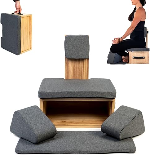 Ungloo Box Meditation - Silla de piso, soporte de espalda, soporte de rodilla y cadera, rodillas, portátil y ligera (natural) Ungloo Box Meditation - Silla de piso, soporte de espalda, soporte de rodilla y cadera, rodillas, portátil y ligera (natural)