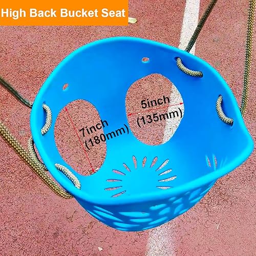 Miniatura 4 de Juego de 2 asientos de columpio de respaldo alto para niños pequeños con cuerda de altura ajustable de 4.2 a 6.7 pies, juego de asientos de columpio