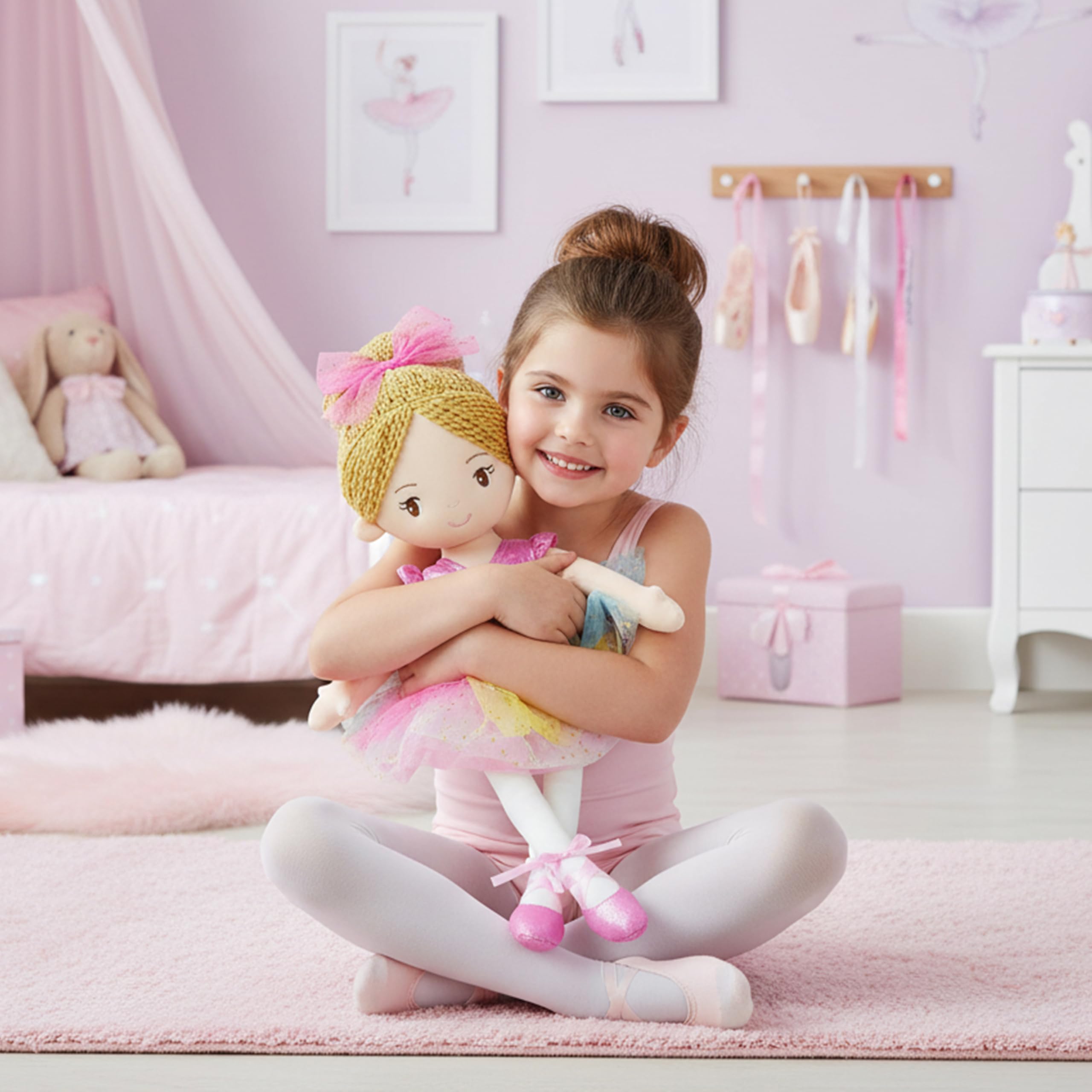 40 cm Ballerina Principessa Polina - Bambola di peluche piena - vestito rosa - regalo per bambine