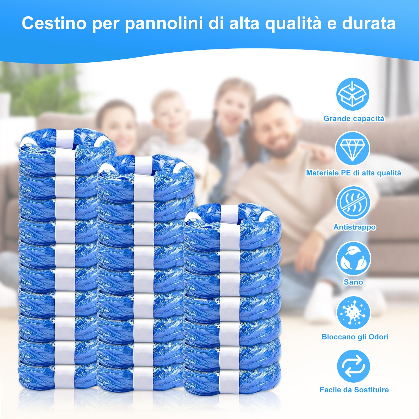 26 Pezzi Ricarica Mangiapannolini, Sacchetti Mangiapannolini Antiodore Inodore Addensata, Ricarica Mangiapannolini Compatibile Tommee Tippe, Twist & Click, LitterLocker（4.5M）