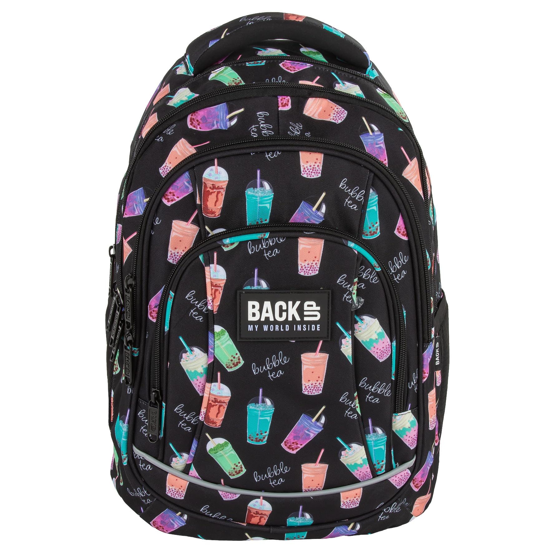 BACK UP Schulrucksack 26 Liter, 4 Fächer, Organizer, Boba Night
