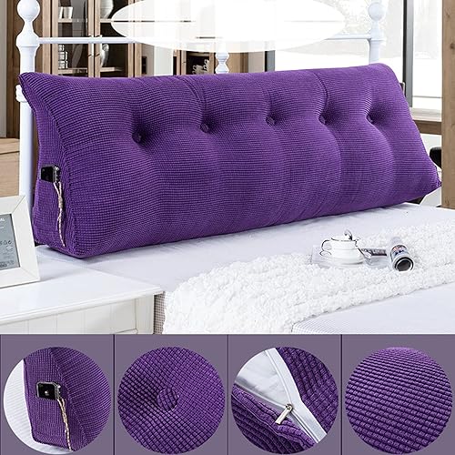 Miniatura 2 de Almohada de cabecero suave, para descansar en la cama, extraíble, almohada de lectura triangular esponjosa, con funda extraíble, cojín lumbar