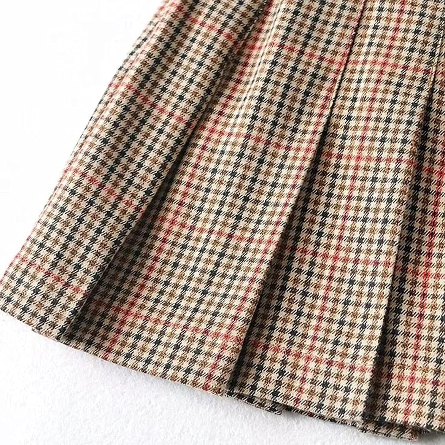 Fiables Mujeres Faldas Plisadas Cintura Alta Hebilla Correa Estilo Falda Corta Elegante Cintura Alta Plaid Party Falda