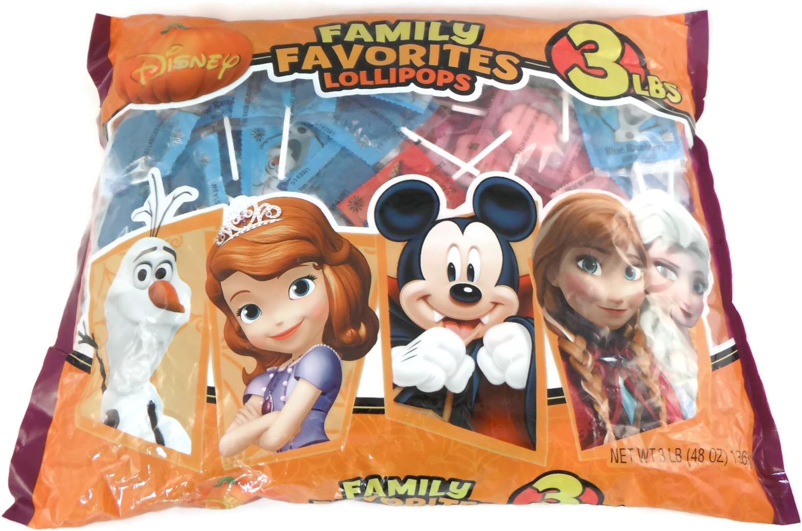 Disney Family Favorites Lollipops 6 Different Fun Pops! Bag of 3 Lbs.