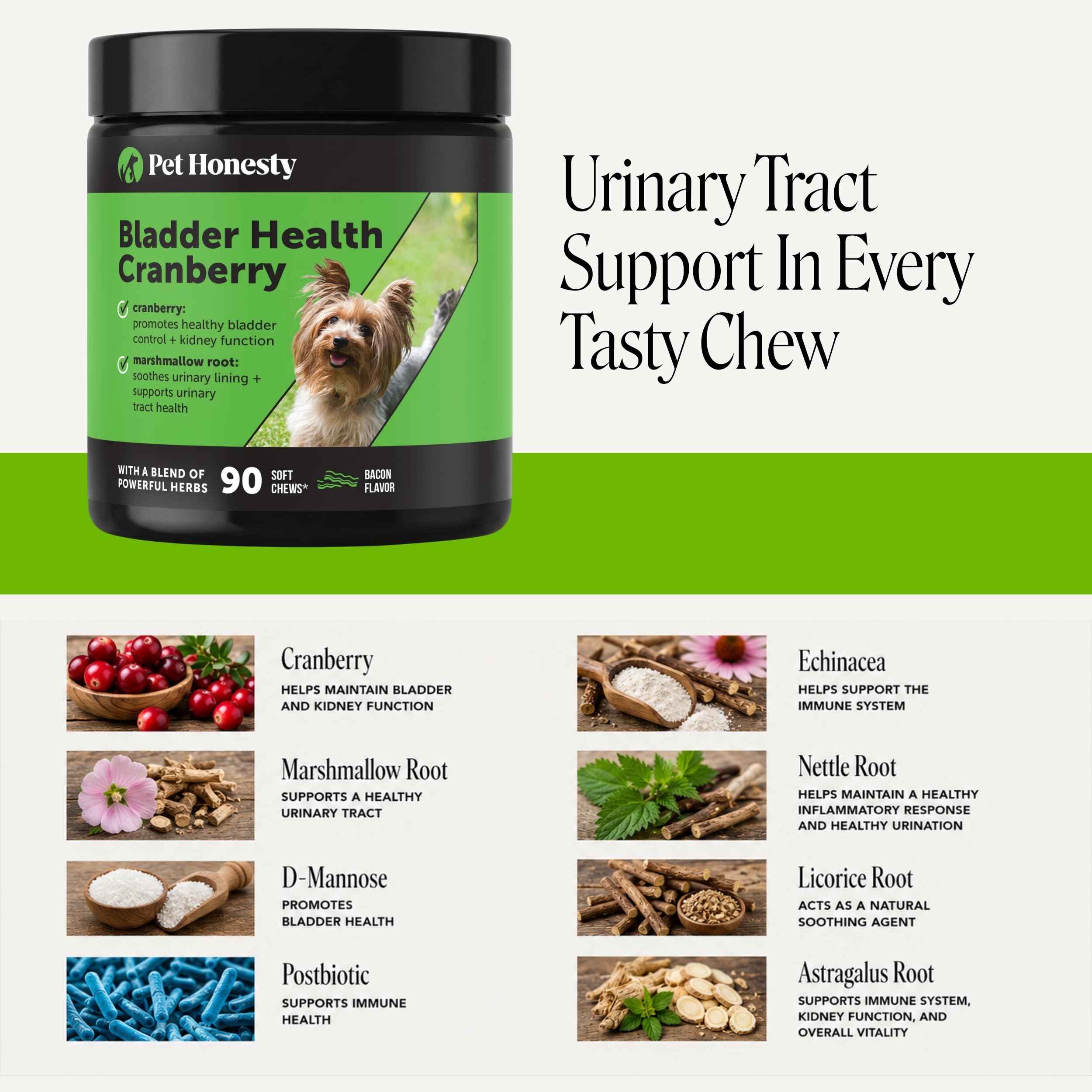 Pet Honesty Vet Recommended Cranberry Supplement for Dogs, 90 Ct, Bacon — Amazon image 3
