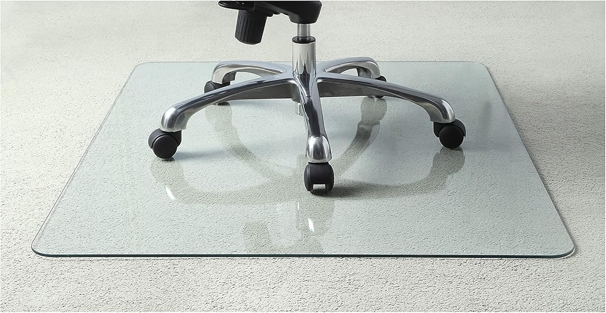 Lorell Tempered Glass Chairmat, 46" Width x 36" Depth x 0.25" Thickness, Clear, 1 Each