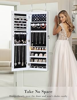 Nicetree 6 LEDs Mirror With Jewelry Storage, Over Door