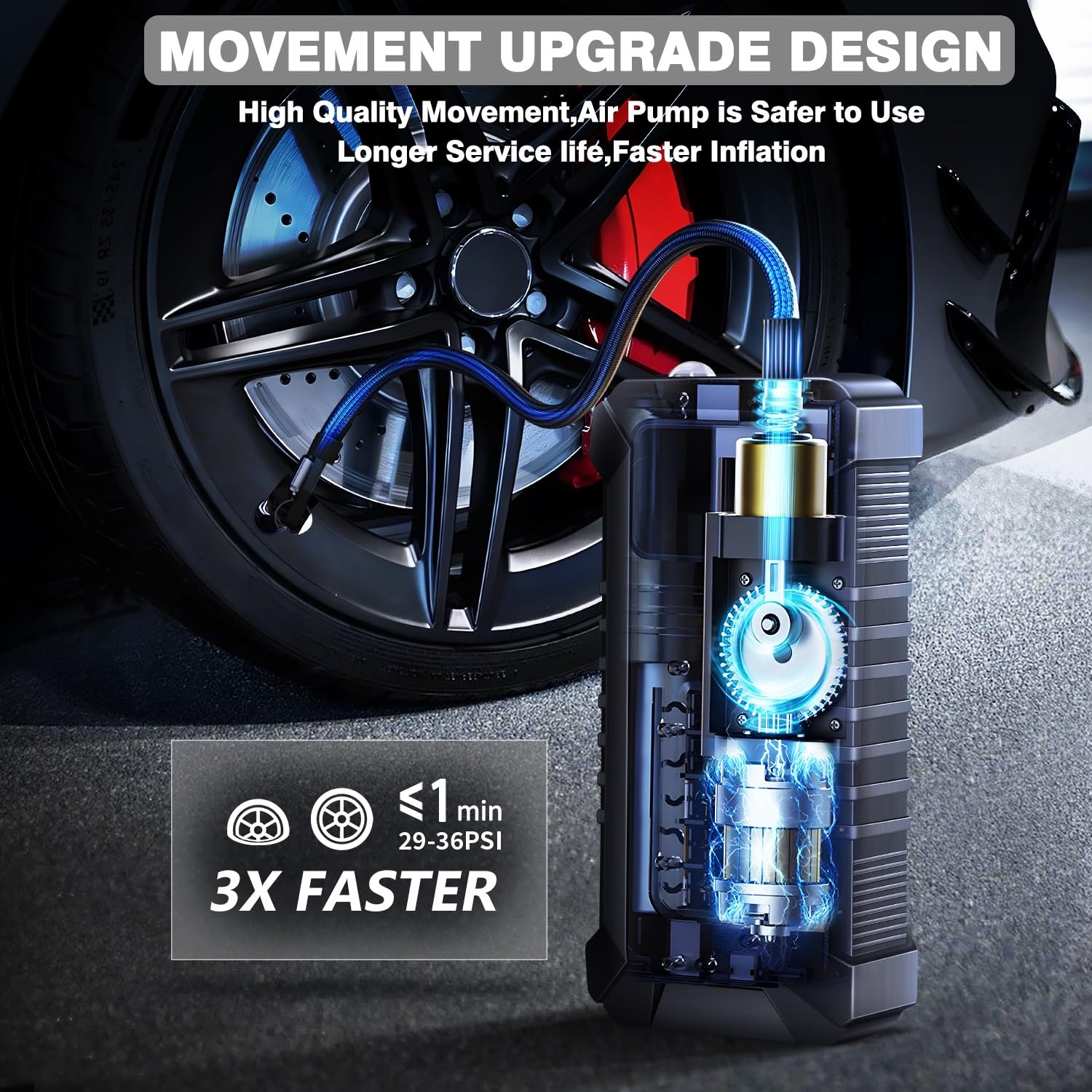 Przenośne kompresory powietrza Inflator opon Przenośna sprężarka powietrza Mobilna pompa powietrza do opon samochodowych 12 V DC z cyfrowym ciśnieniem Inflator do opon samochodowych