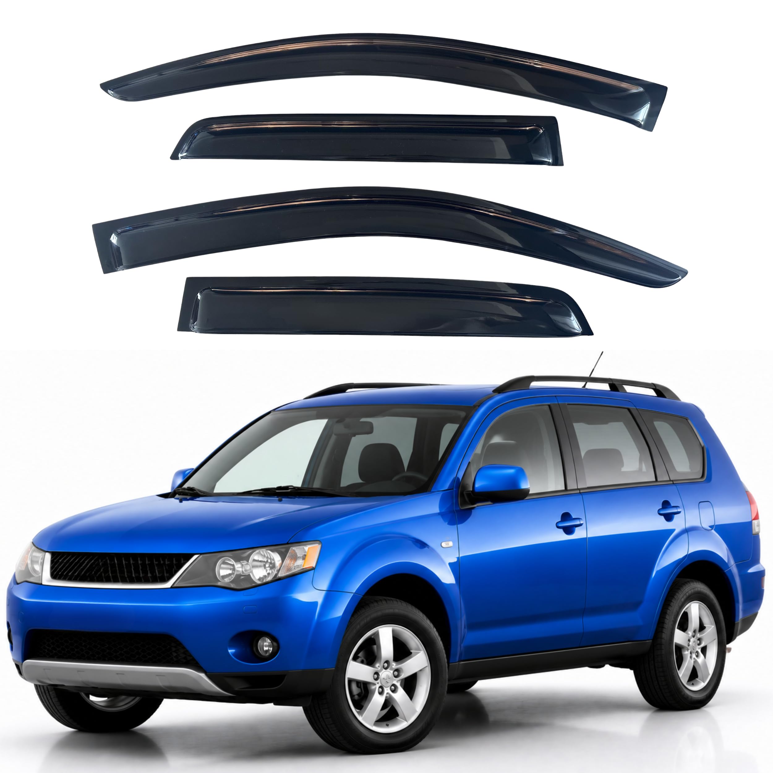 IG Window Visors Fit for 2007-2010 Mitsubishi Outlander, Out-Channel Rain Guards Vent Wind Deflectors 4PC, Car Accessories for 07-10 Outlander