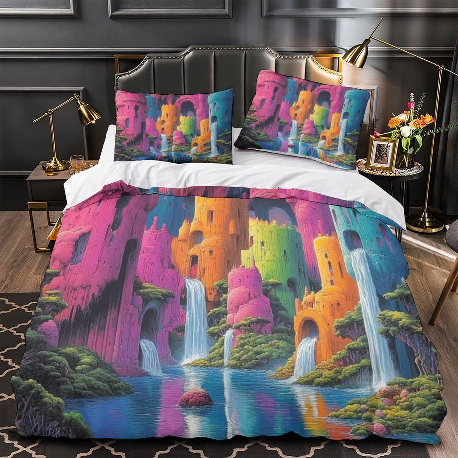 Parure de lit hypoallergénique Château Fantastique pour peau sensible housse de couette