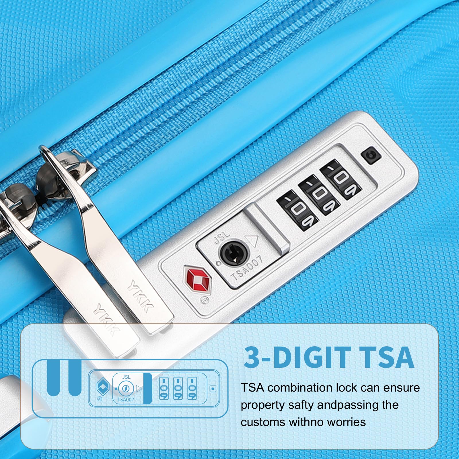 British Traveller Valigia Grande Trolley 73CM Valigie Rigida ABS+PC con Rotelle Girevoli e TSA Lucchetto (28pollici, Azzurro)