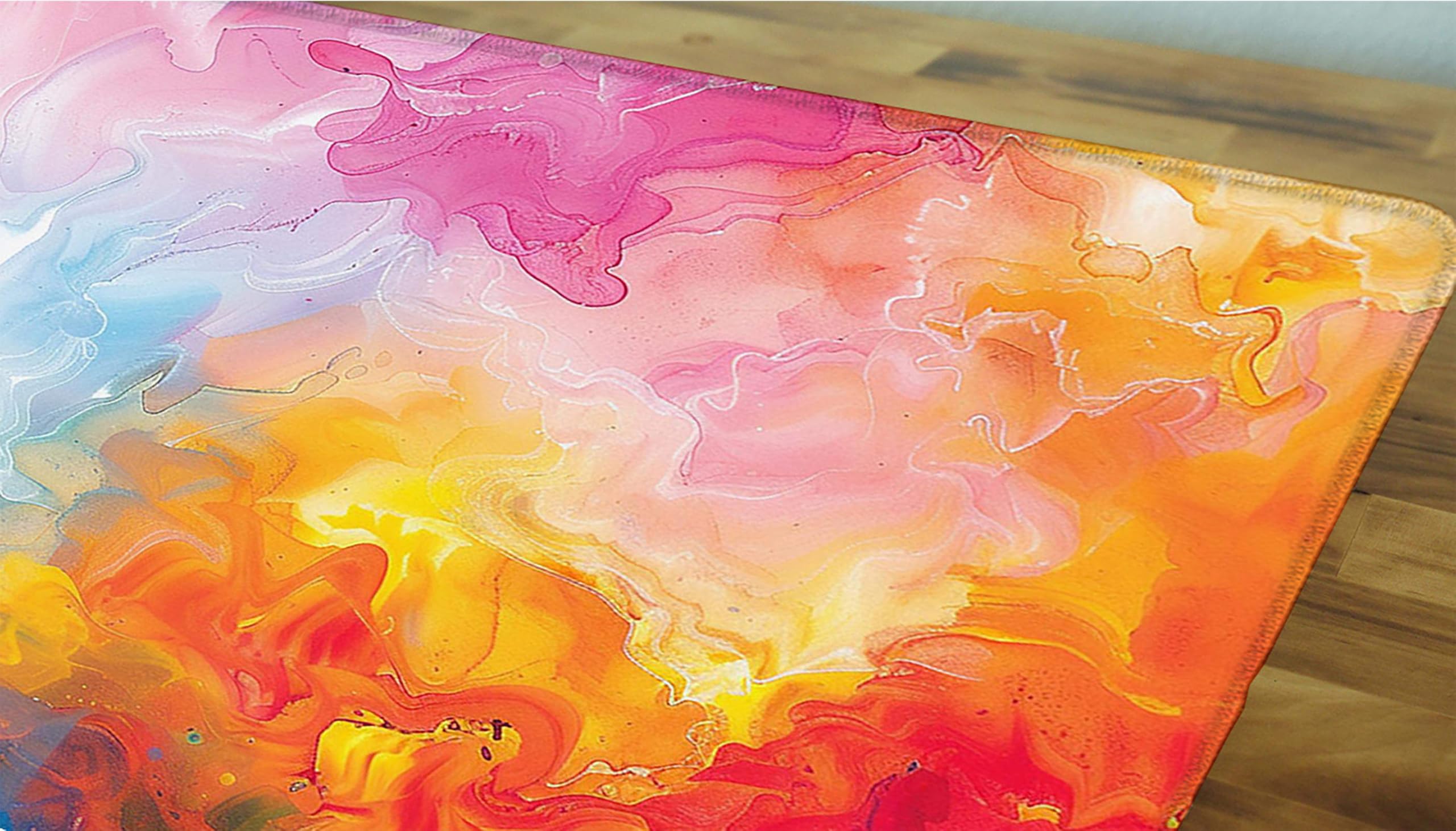 Kolorowa podkładka pod mysz XXL, podkładka na biurko, 1200 x 600 cm, szyte krawędzie, podkładka pod mysz, gumowa podstawa, dym, podkładka pod mysz, stabilna przyczepność na gładkich