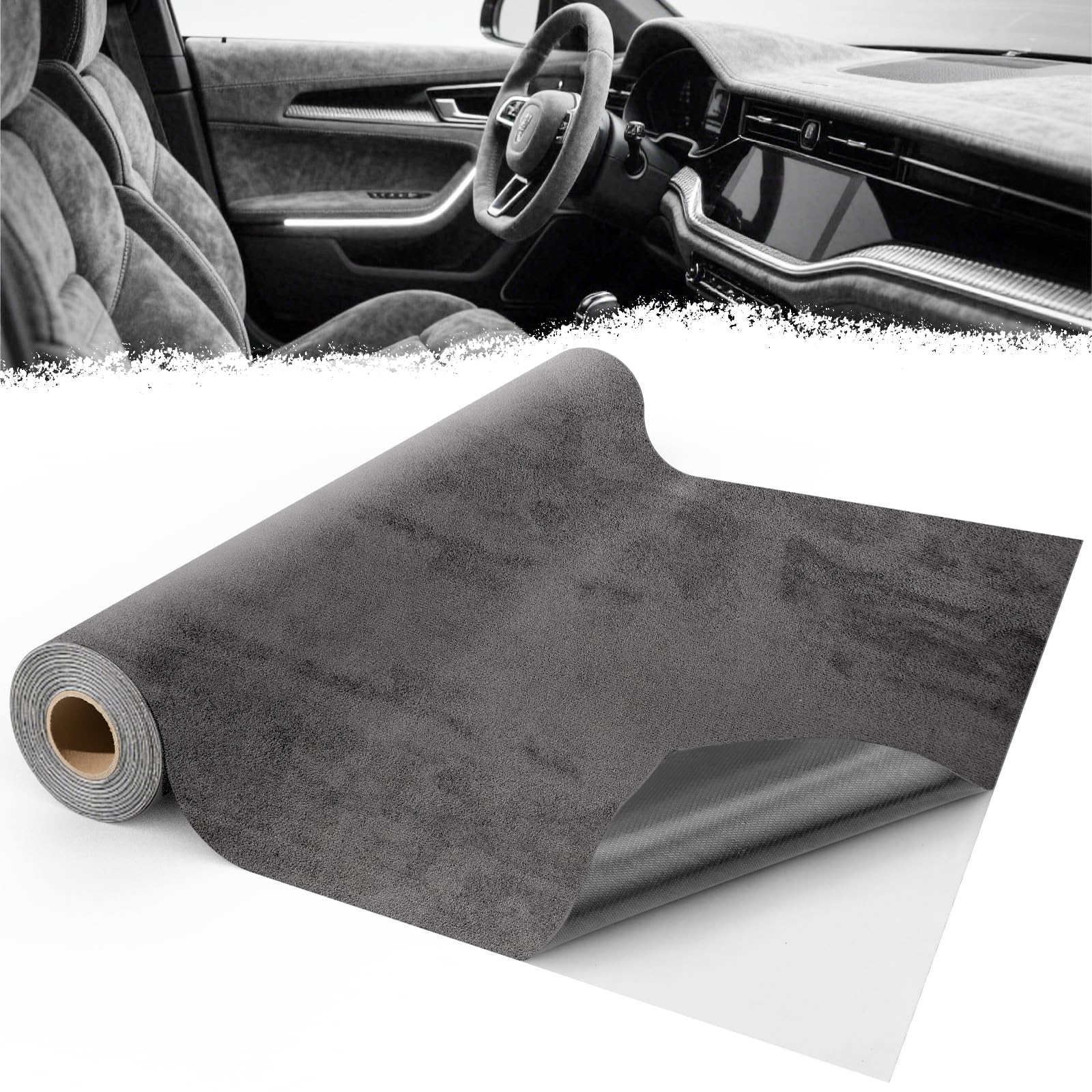 TUZHE 200 x 40 cm microvezelstof, zelfklevend, dakhemelstof, rekbare stof, velours, autodekstof voor cockpit, sieradenlade, meubels