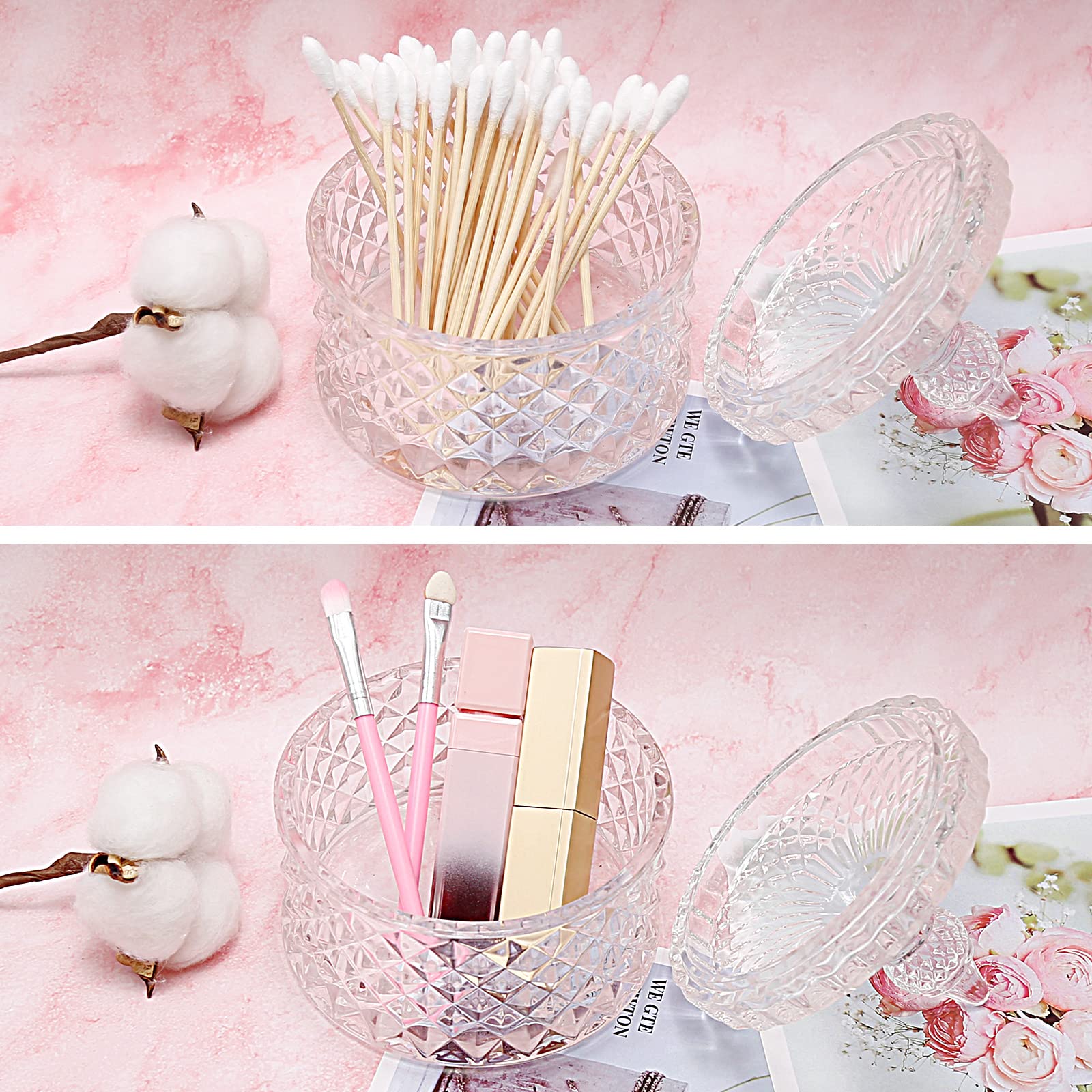 Amazon.co.jp: Aynaxcol 2個 ガラスキャンディ収納ボックス