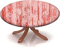 Vista 23 de Mantel redondo ajustable con patrón de chocolate, borde elástico, adecuado para catering y cocina, se puede limpiar para mesas redondas de 14 a 16