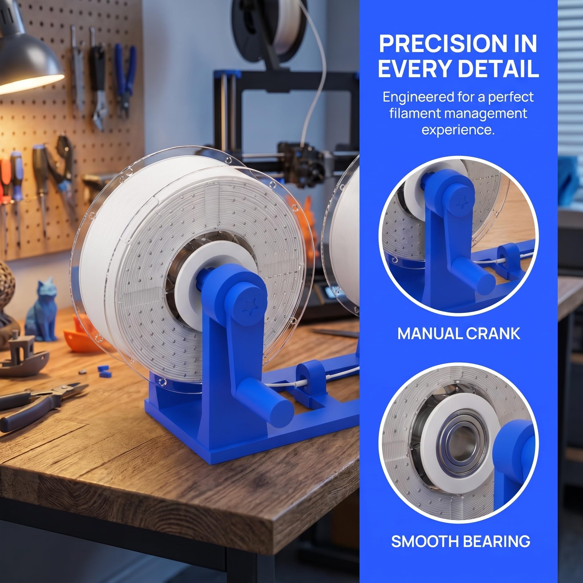 3d-filament-umspulmaschine, Handbetriebener 3d-drucker-spulenwickler, Doppelspule, 1-kg-standard-filamentrollen-organizer Für Pla-, Abs- Und Petg-druckfilament