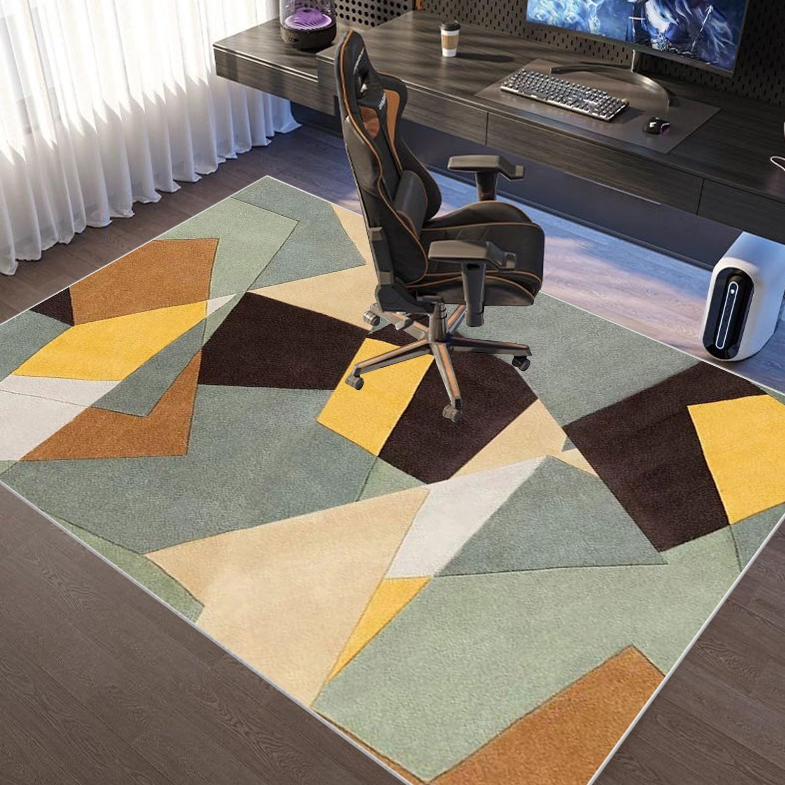 Tappetino per sedia da ufficio in legno duro, 70 x 80 cm, tappetino per sedia da gioco per moquette e pavimenti in legno, protezione per scrivania per sedia a rotelle, superficie antiscivolo