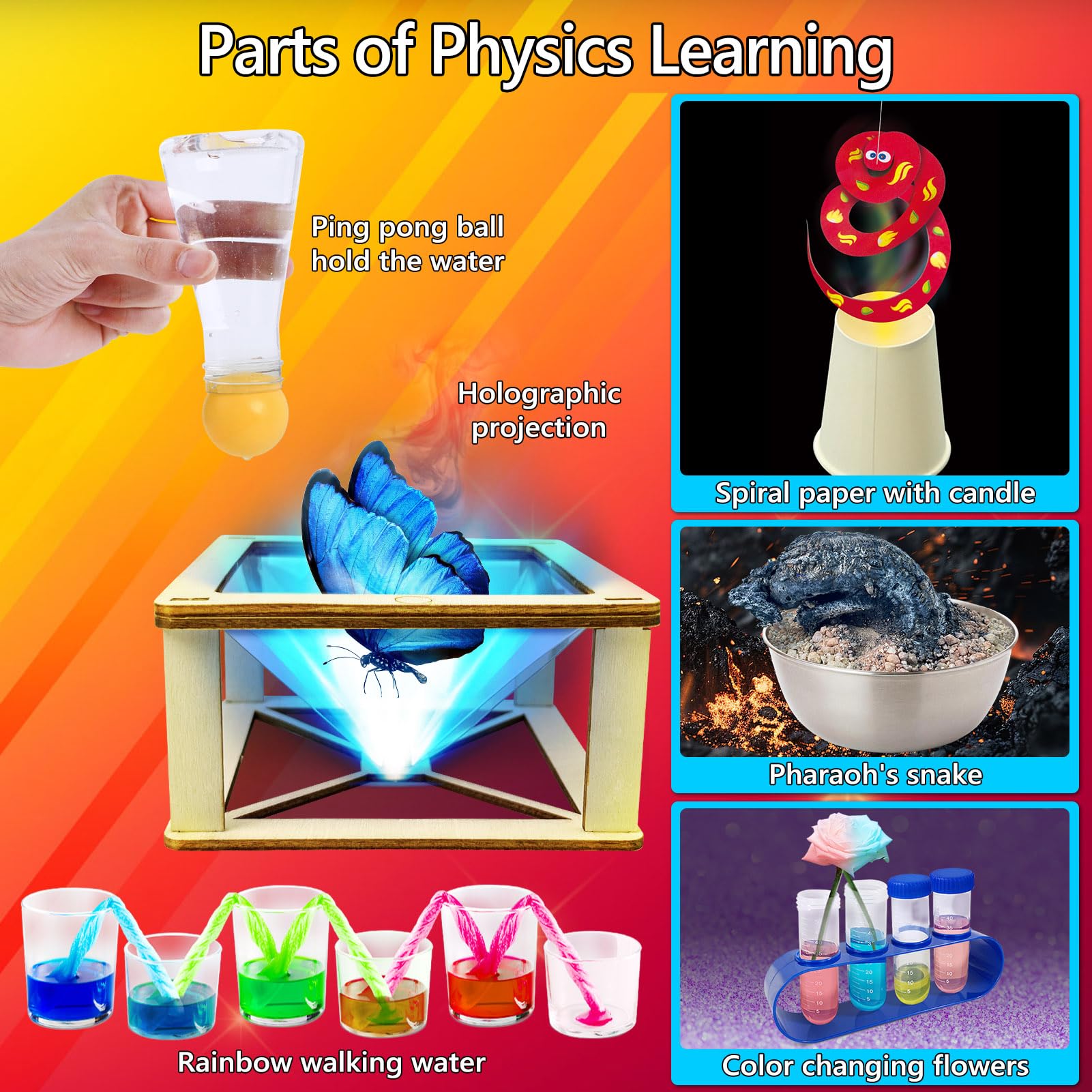UNGLINGA 272 Kits de experimentos para niños, kit de química, caja de experimentos, juguetes para niños, regalos para niños, kit de química volcán, cristal, magia, física, proyecto de laboratorio de