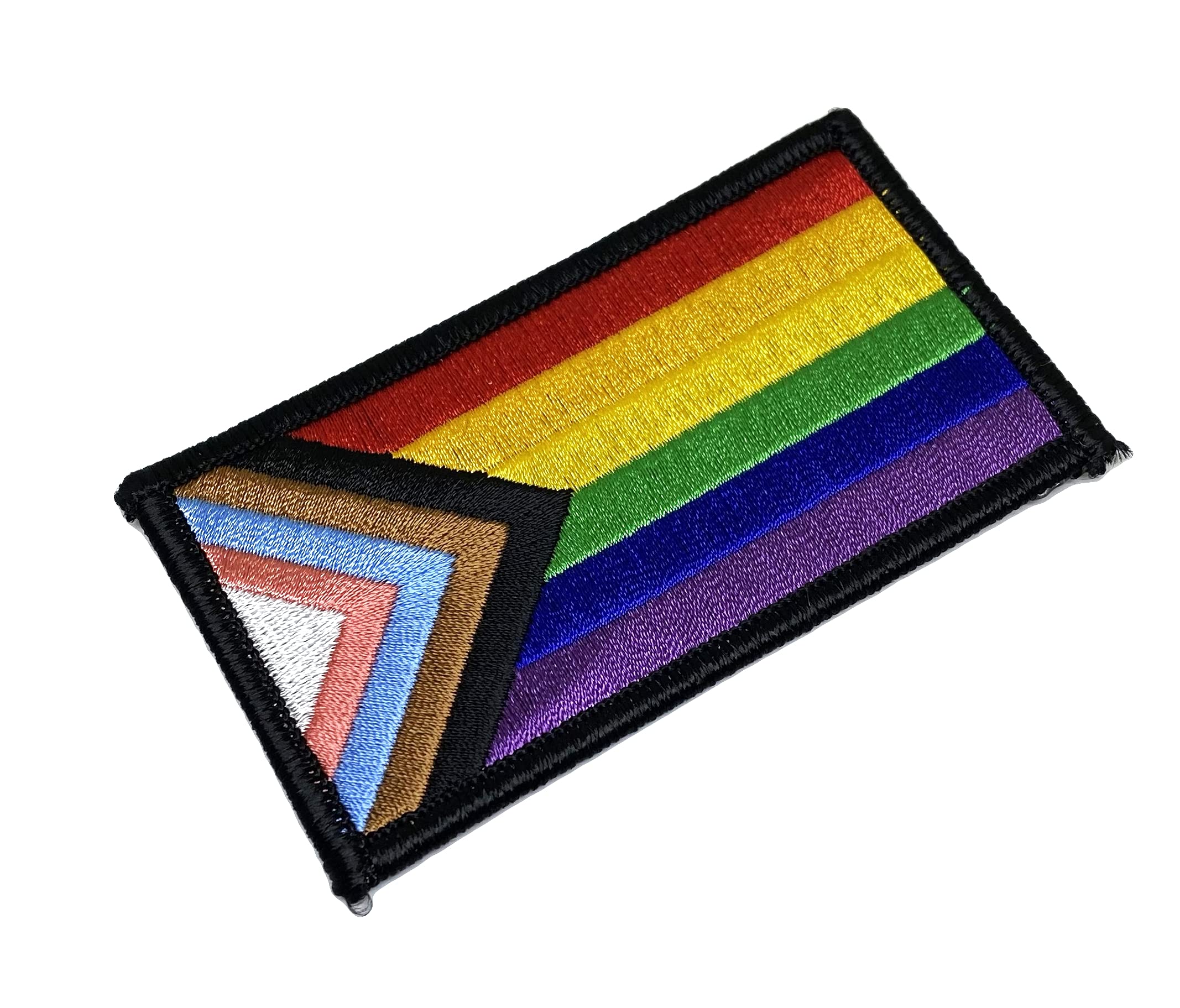 Progress Pride Flag LGBTQ Patch - LGBT Equality Gay Lesbian Bisexual Transgender Supports Iron-on Patch (3.5 x 1.96 inch)