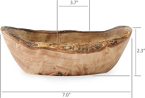 Miniatura 5 de Forest Decor Juego de 2 cuencos rústicos para servir, cuencos de frutas en forma de barco de madera, material de madera de olivo, centro de mesa