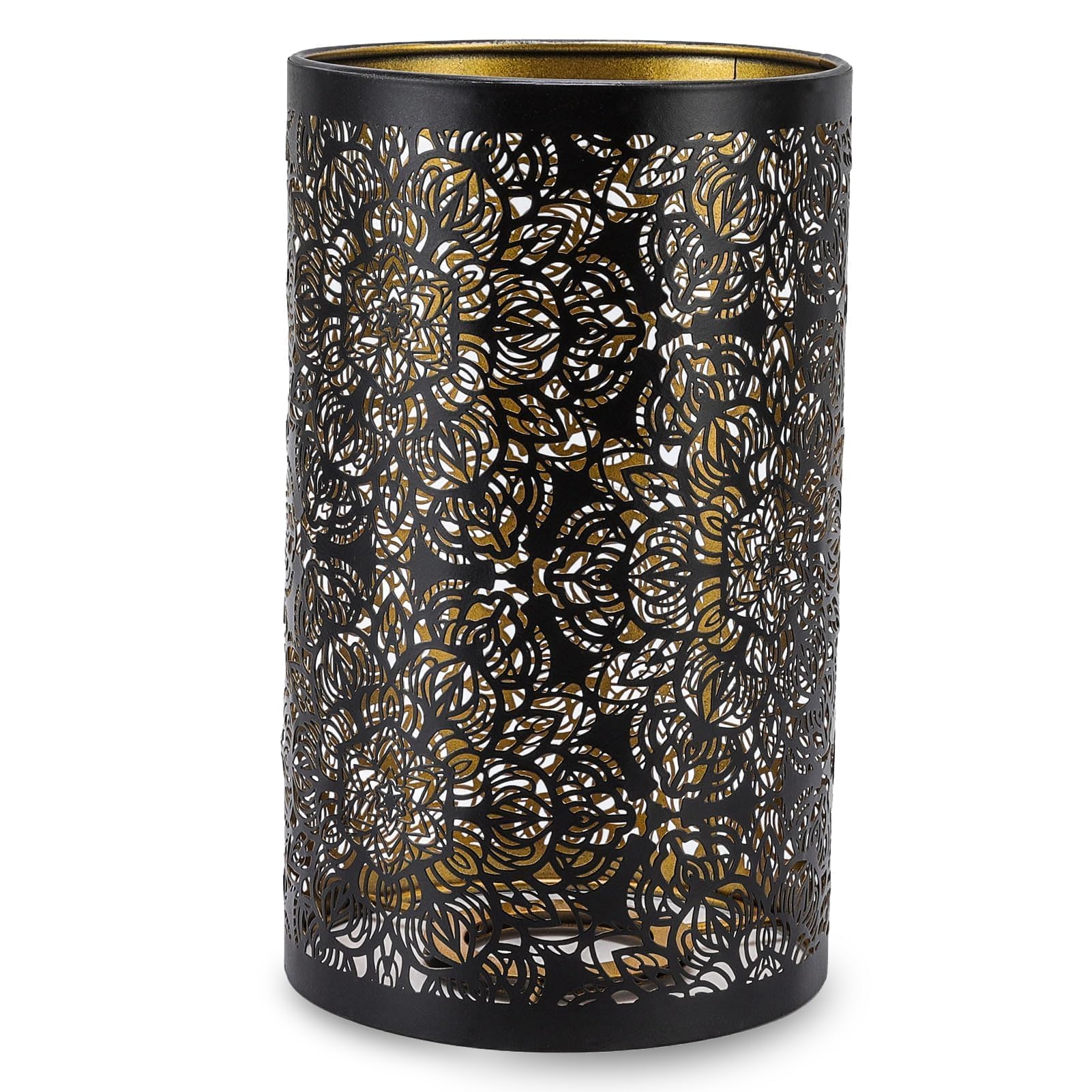 Metal Lampshade Metal Drum Lampshade with Flower Pattern for Pendant Lamps Black Pendant Lamp Shades 4.7×7.9in for Table Lamps Floor Light