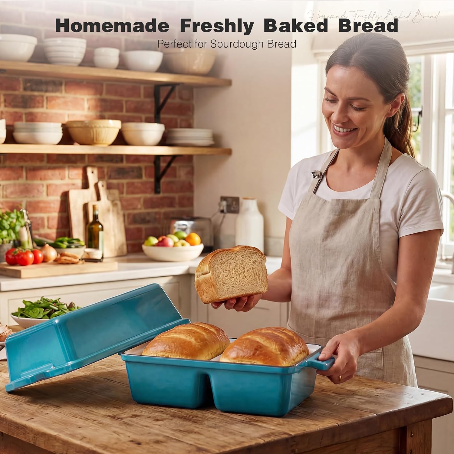 Double Dutch Oven for Sourdough Bread Baking, Enameled Cast Iron Dutch Oven