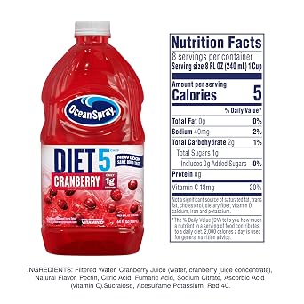 Ocean Spray Diet Cranberry Juice Drink, 64 Fl Oz Bottle