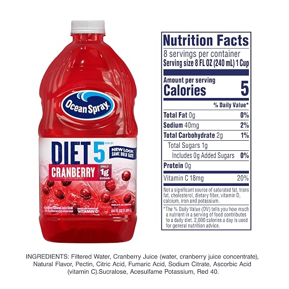 Ocean Spray Diet Cranberry Juice Drink, 64 Fl Oz Bottle