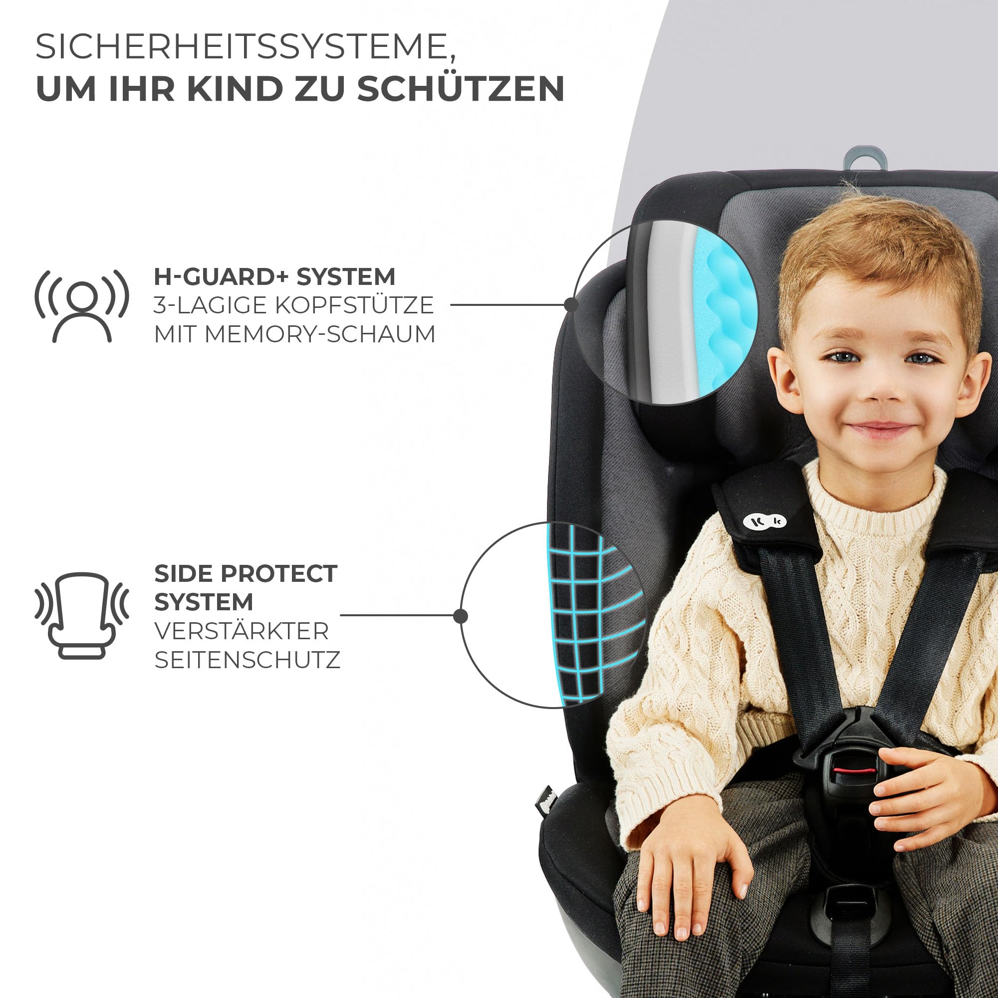 Kinderkraft XPEDITION2 I-SIZE Kindersitz 0-36 kg Reboarder 360° drehbar Isofix Grau