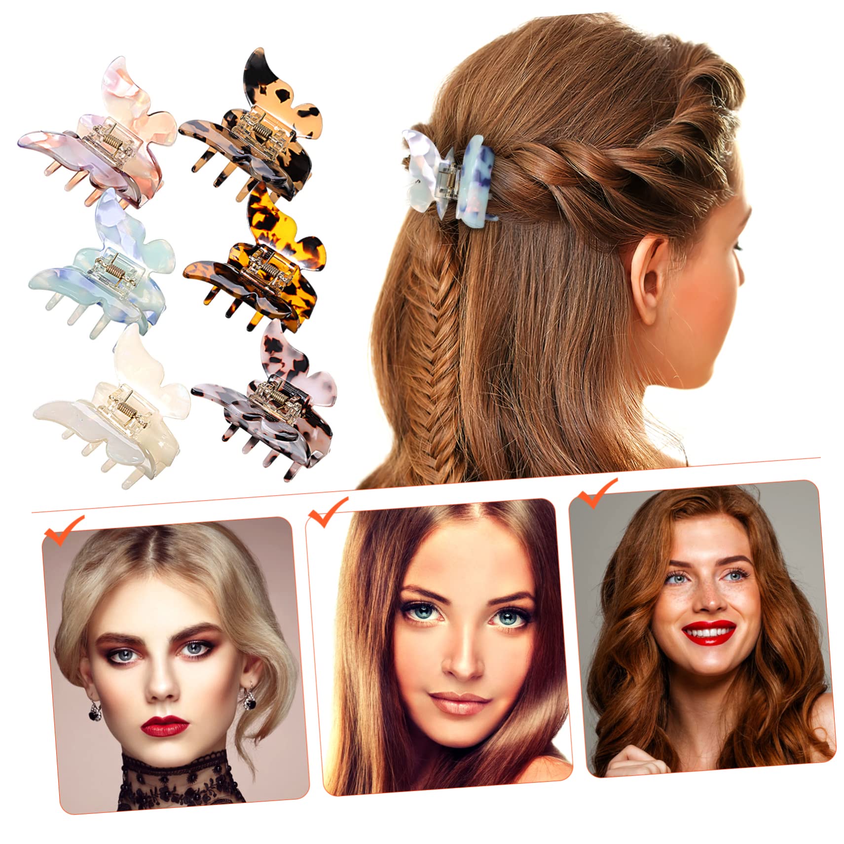 Haarspangen und Einfach zu Verwenden aus Acetatplatte Schmetterlings 6 Stück Modische Elegante Haarclips für Frauen und Mädchen für Selbstgemacht Frisuren