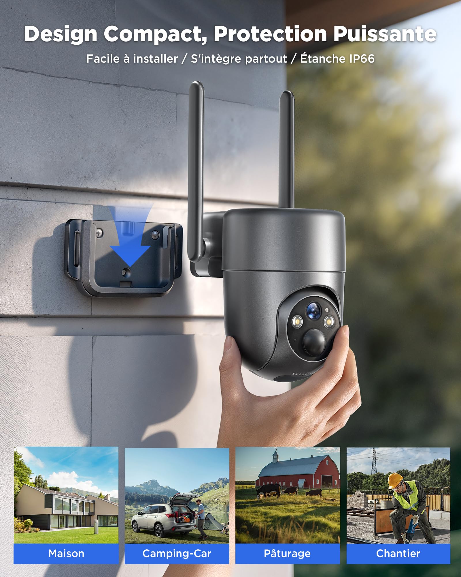 4G LTE Camera Surveillance Solaire Exterieure sans Fil